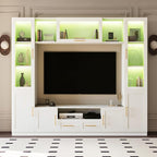 4-Piece Wall Unit TV Stand for TVs Up to 70", Modern Entertainment TV Wall Unit with Shelves, Large Wall Media Center for Living Room, White