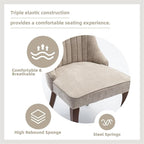 Dining Chairs Set of 2，Linen Channel Tufted Kitchen Dining Room Chair with Curved Solid Wood Legs, Comfortable Fabric Upholstered Dining Chair for Dining Room, (Beige, 2pc)
