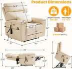 Triple Motor Power Lift Recliner Chair for Elderly, Lay Flat Lift Chair | Power Headrest, Vibration Massage & Heat, Infinite Position, Pockets & USB, Lumbar Pillow, Cup Holders, Premium Leather,Beige