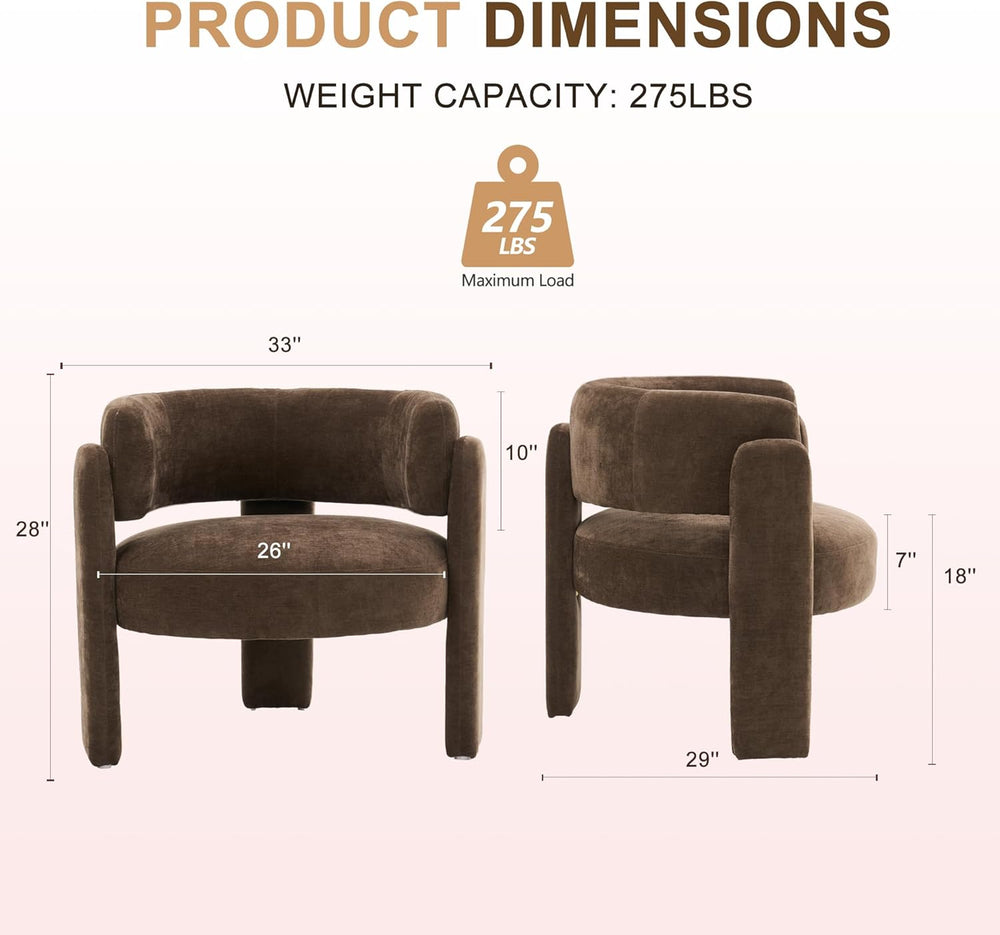 Modern Accent Barrel Chair,Mid Century Single Armchair with Curved Backrest U...