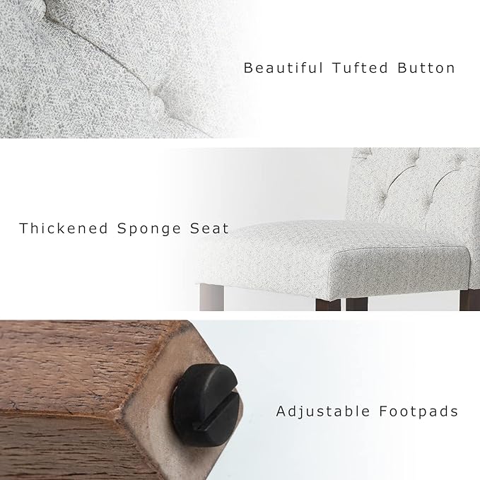 Tufted Dining Chairs Set of 2, Upholstered Parsons Dining Room Chairs, Fabric Kitchen Side Chair with Wood Legs, Floral