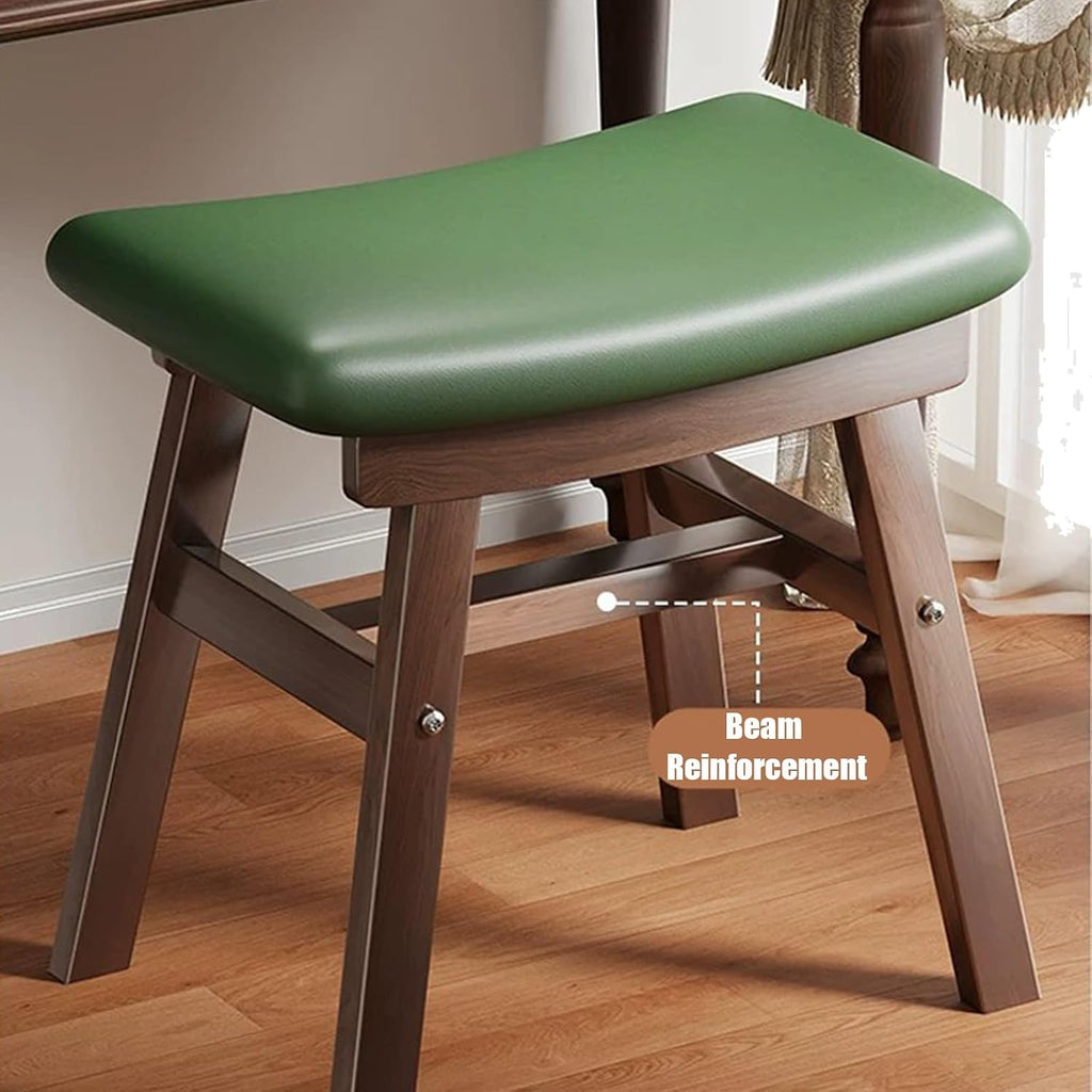 Saddle Seat Counter Stool, Stackable Kitchen Stools, Modern Dining Chair, Work Vanity Chair, Solid Wood, for Small Spaces Home Bedroom Study(Black)