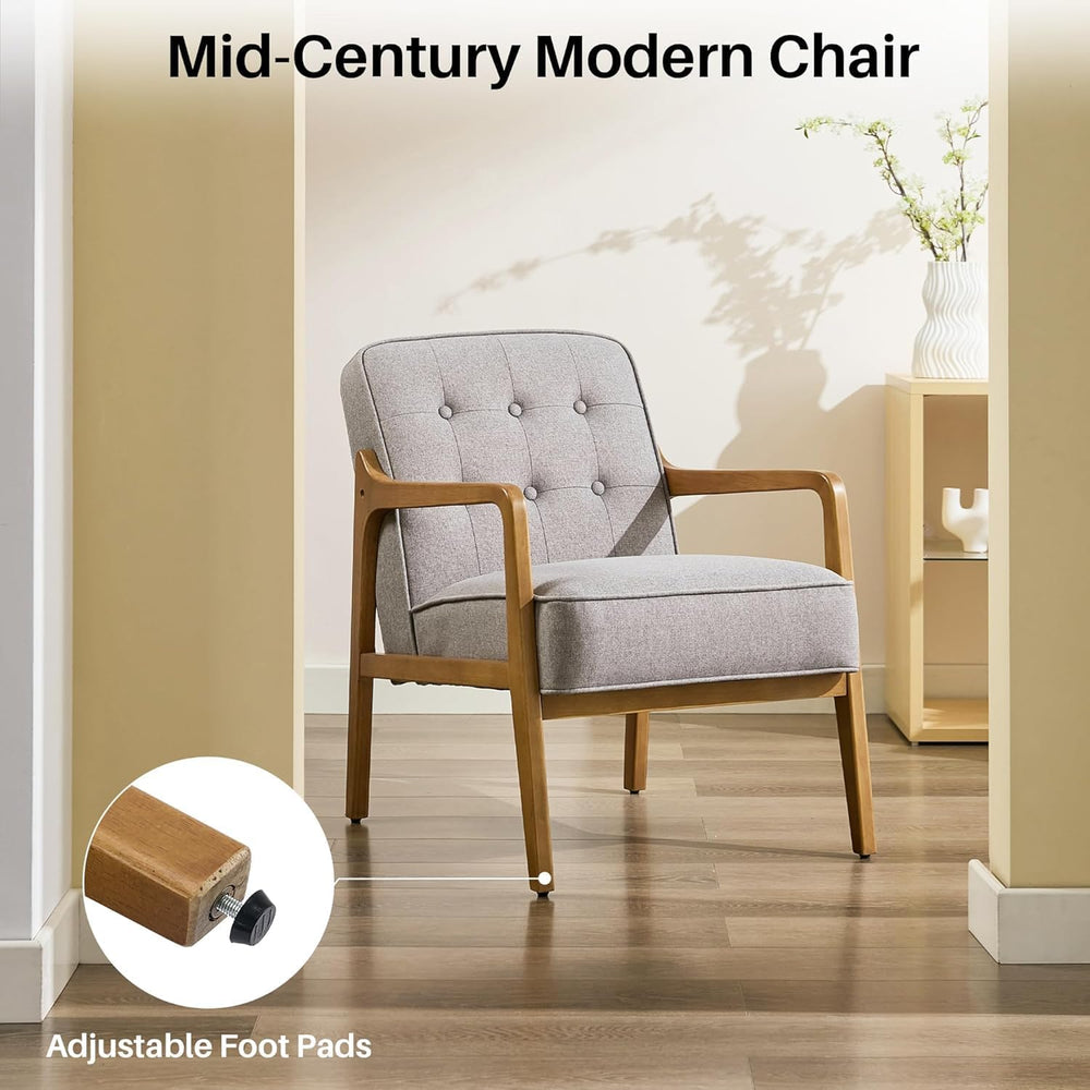 SOFTHION Linen Accent Chair Set of 2, Mid Century Modern Chair for Living Roo...