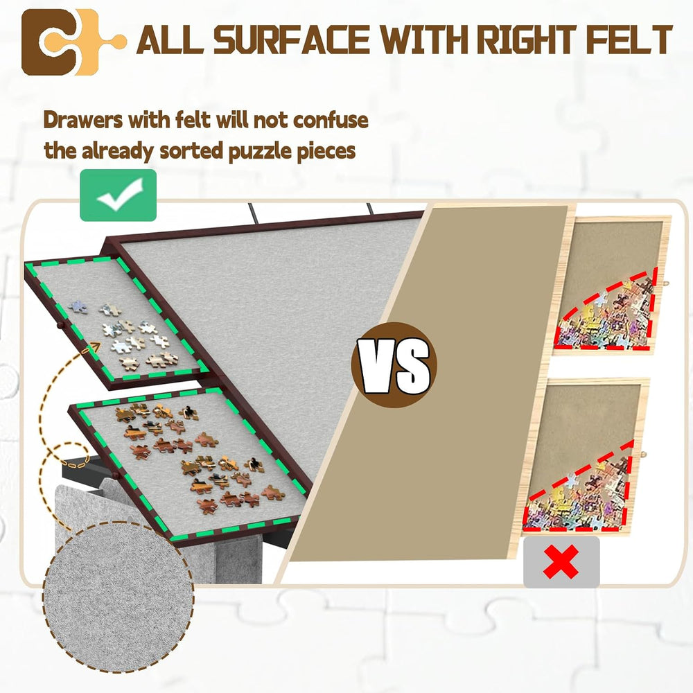 1500 Pcs Puzzle Table with Storage Pocket, Adjustable Height & Angles
