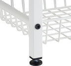 TRINITY 4-Tier Freestanding Metal Shelving Rack with Wire Baskets, Wood Top, and Adjustable Feet, 12"x12"x30", White + Gray-Wash Top
