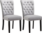 Velvet Dining Kitchen Chair Set of 2, Parsons Upholstered Dining Room Chair, Wood Accent Chair with Nailed Trim, Grey