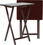 PJ Wood - Folding Wood TV Tray Table - Espresso 8-Piece Set | Solid Construction, 14.57 x 19.09 x 26 in, Space Saving Design, Home Office Use, Leg Base, Requires Assembly, Wipe Clean