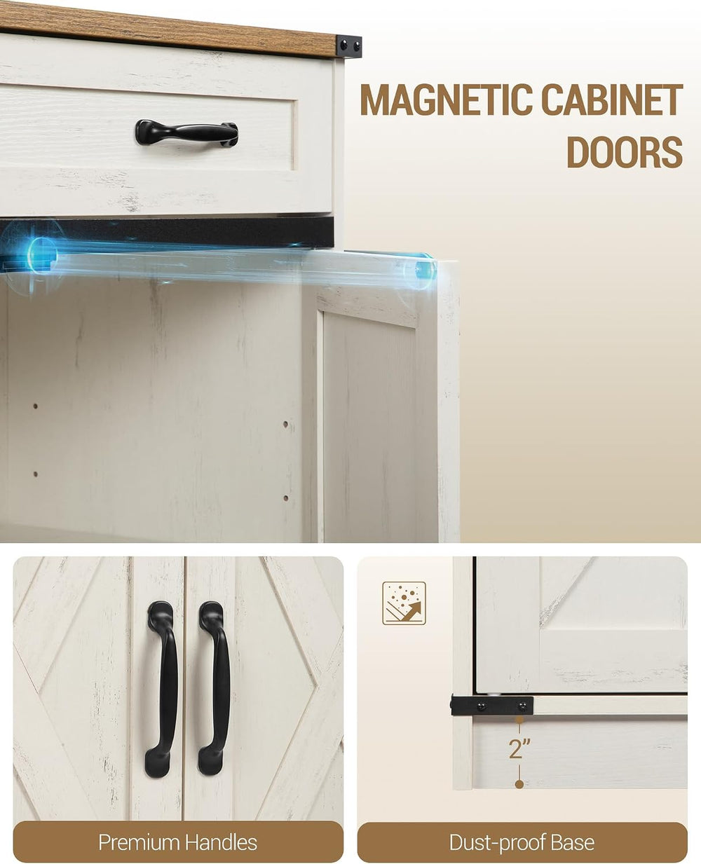 Hzuaneri Kitchen Storage Cabinet, Buffet Cabinet with Storage, Modern Farmhou...