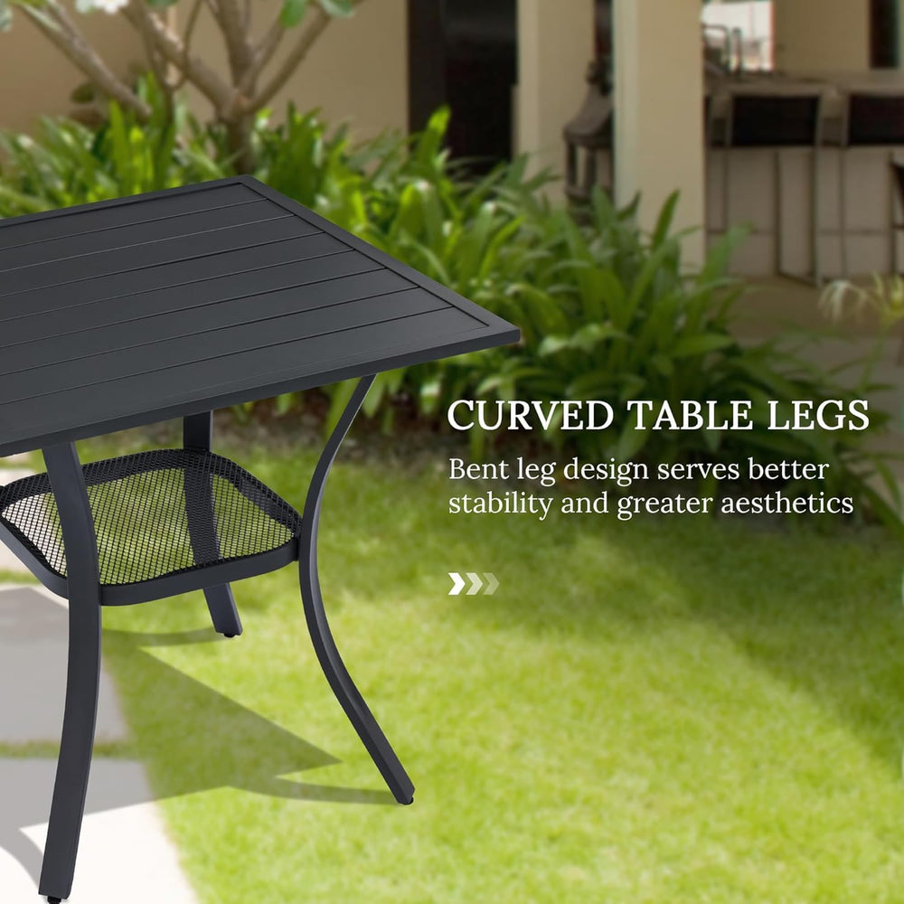 VICLLAX 3-Piece Patio Set, 28" Square Table & Swivel Outdoor Chairs