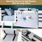 Seefoo Bed Caddy Organizer, Bunk Bed Shelf Caddy with 4 Pockets, Easy Storage as Books, Remotes, Magazine Holder, Sturdy Bedside Organizer for Bed, Bunk, Dorm, Sofa Grey