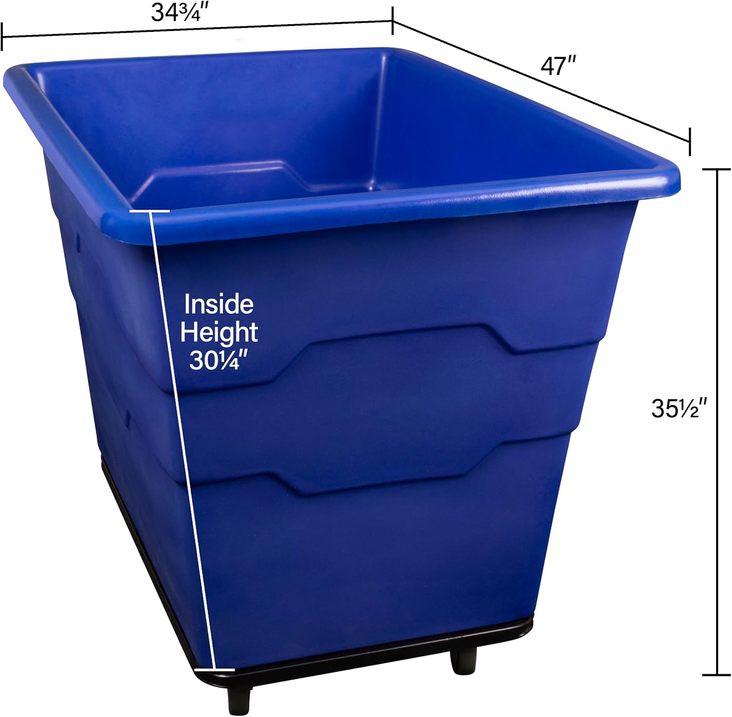 Commercial 16 Bushel Utility Cart with Steel Base, Poly Box Basket Truck, Laundry Cart, and Rolling Trash Bin, 47-Inch x 34.75-Inch x 35.5-Inch, 1000 Pound Weight Capacity, Yellow