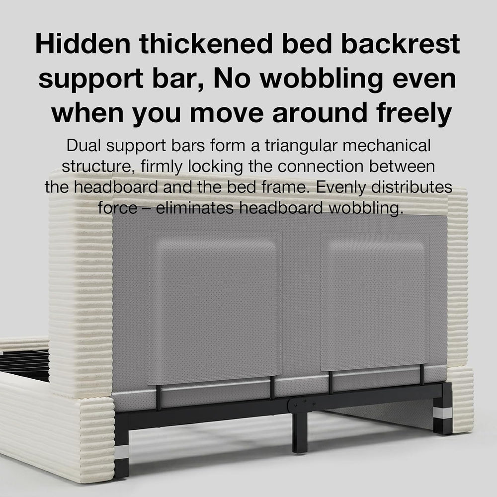 Novilla Full Size Bed Frame, Plush CloudSoft Bed, Corduroy Upholstered Platfo...