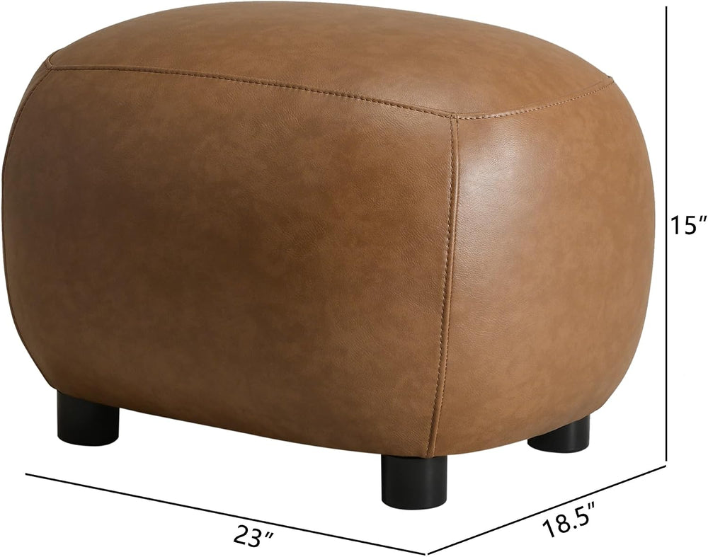 KINWELL 23" Wide Faux Leather Upholstered Ottoman Set of 2, Camel | Livi...