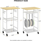 Rolling Kitchen Microwave Cart, 3 Tier Microwave Table Stand with Adjustable Shelf, Kitchen Storage Rack on Wheels, Coffee Station Cart Rack Shelf Organizer for Living Room Office, Balcony