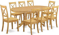 East West Furniture VABO9-OAK-W 9 Piece Modern Dining Table Set Includes an Oval Wooden Table with Butterfly Leaf and 8 Dining Room Chairs, 40x76 Inch, Oak