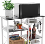 sogesfurniture 3-Tier Kitchen Baker's Rack Utility Shelf Microwave Stand with Storage and Drawer Storage Cart Workstation Shelf,Black BHUS-W5S-BK