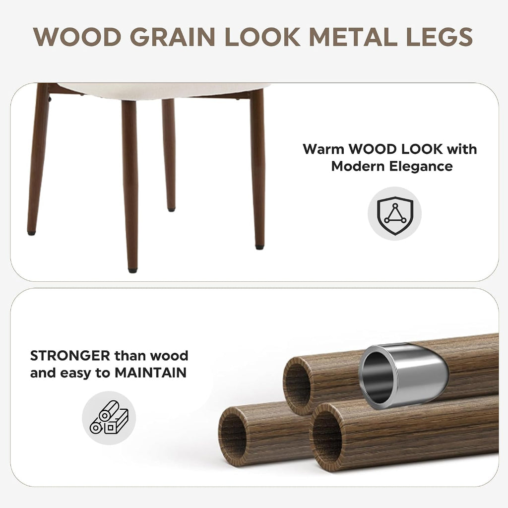 5-Piece Extendable Oval Dining Table Set for 4, 55"-71" Kitchen Table and 4 Beige Linen Chairs with Metal Legs, Wood Dining Room Table with MDF Tabletop&Base, Wulnat