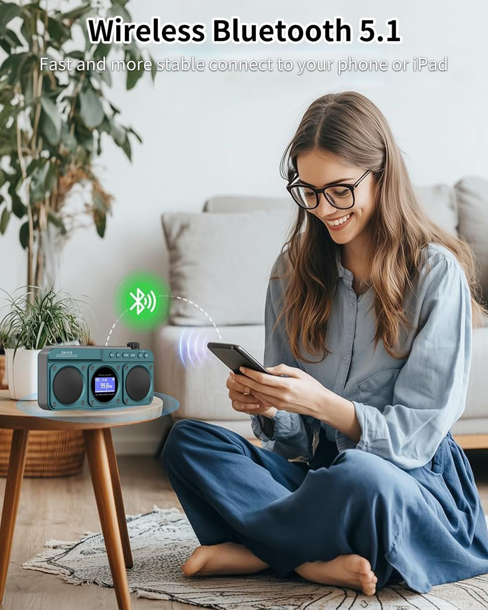 Small Digital FM Radio Bluetooth Speaker, Support USB/SD Card