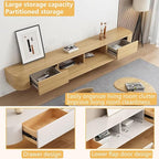Floating TV Stand with Drawers, Pre-Assembled Wall Mounted TV Console, Modern Floating Media Console for Living Room, Space-Saving Floating TV Cabinet (Wood, 63in/160cm)