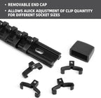 Socket Organizer Drive ABS Tools - Black Socket Holder, Premium Quality 3 Pieces Socket Holders Kit 1/4-Inch x 16 Clips, 3/8-Inch x 15 Clips, 1/2-Inch x 12 Clips(3PC,Black)