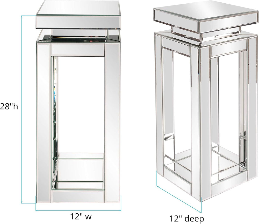 Howard Elliott Collection Small Silver Mirrored Pedestal Accent Table for Hom...