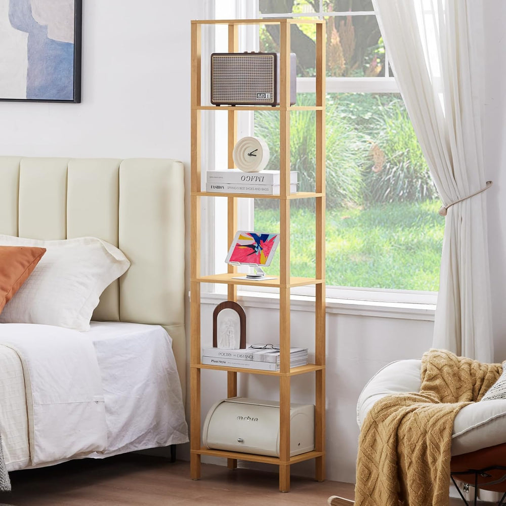 YUFAM 54in Tall Bookshelf 5-Tier Small Narrow Bookcase, Skinny Book Shelf for...