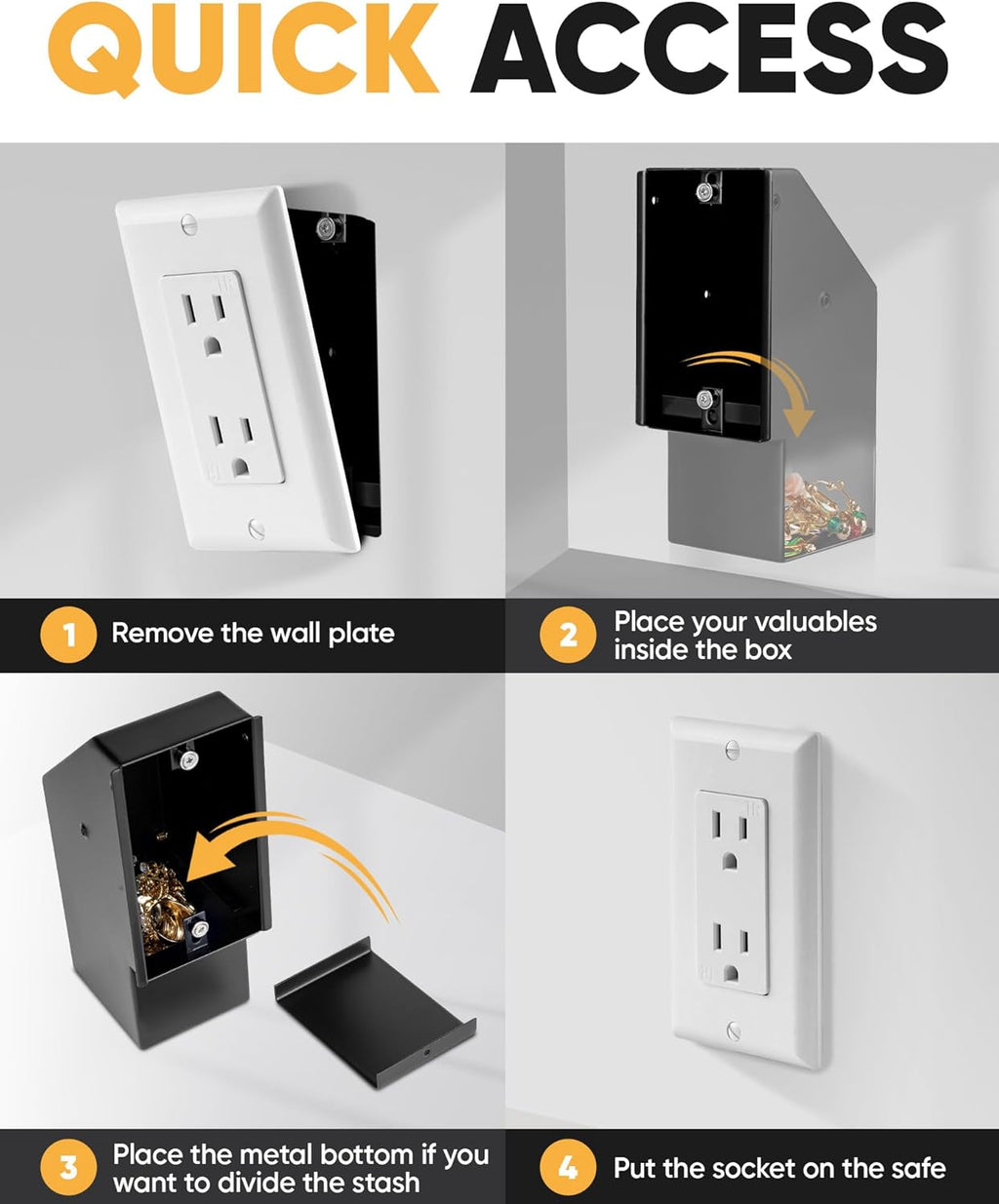 Elder Welder® Electrical Outlet Hidden Wall Safe | 100% Real Wall Plate Included | Easy to Install | Hidden Safe for Money | Wall Safes Between Studs | Secret Storage | Invisible Safe