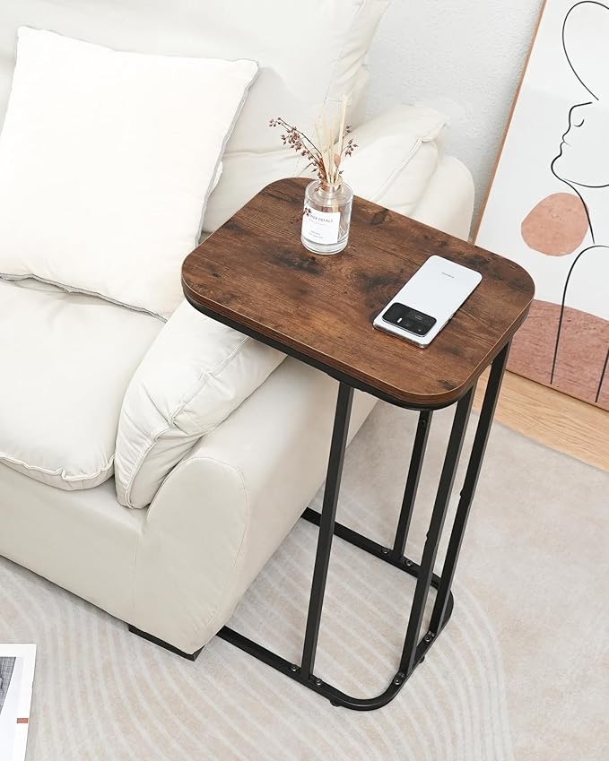 C Shaped End Table Set of 2, Small Side Table for Sofa and Bed, Couch Tables ...