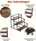 Coffee Syrup Rack Organizer, 3-Tier | Metal Bottle Holder, Holds 12 Bottles, Rustic Countertop Display Shelf, For Coffee Bar, Kitchen Cabinet, Pantry