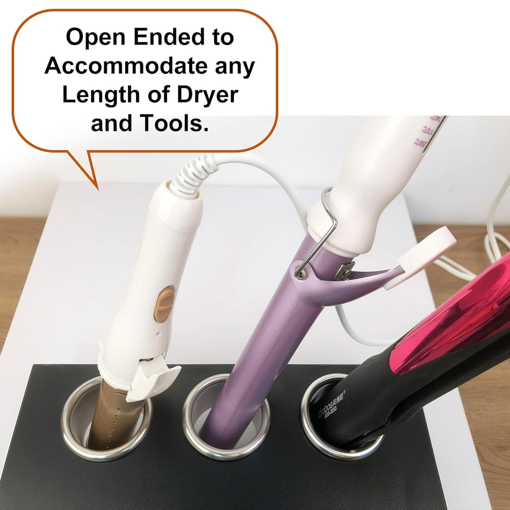 Hair Styling Station with Curling Hot Iron, Organizer Holder for Salon Appliances - 3pcs 2inch Stainless Steel Tubes