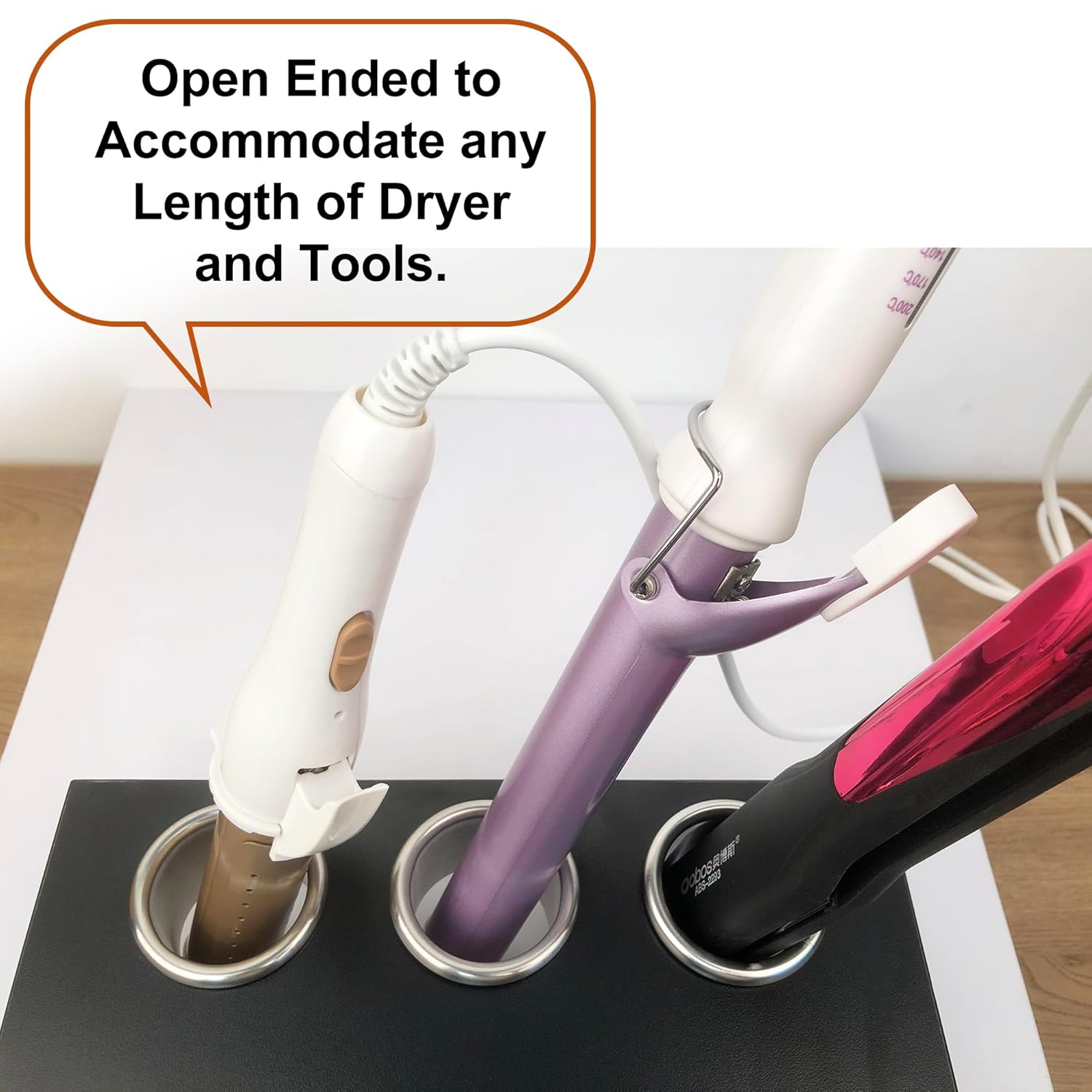 Hair Styling Station with Curling Hot Iron, Organizer Holder for Salon Appliances - 3pcs 2inch Stainless Steel Tubes