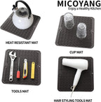 Silicone Dish Drying Mat for Multiple Usage,Easy clean,Eco-friendly,Heat-resistant Silicone Mat for Kitchen Counter or Sink,Refrigerator or Drawer liner Coffee M 12 inches x 12 inches