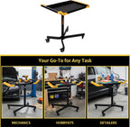 Adjustable Height Mobile Work Table, Rolling Tool Cart – Heavy-Duty Steel Service Stand for Mechanics, Garage, Workshop & DIY Projects – 34” to 48” Portable Workstation