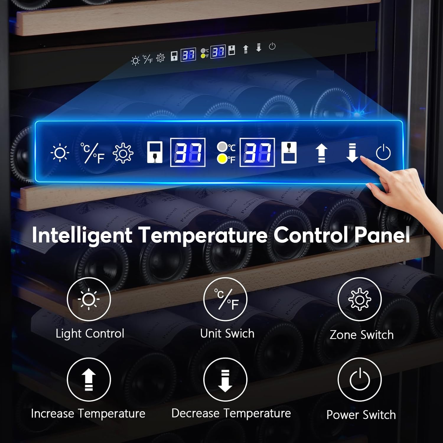 Wine Fridge Freestanding Dual Temperature Zone, Wine Cooler Refrigerator for 154 Bottles, 24 Inch Wide Large Wine Cooler with Professional Temperature Control System, Quiet Operation