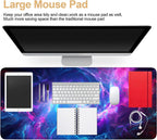 Large Mouse Pad, Cosmic Swirl Desk Mat, Extended Gaming Mouse Pad with Non-Slip Rubber Base, Thick 3mm Smooth Surface Keyboard Mat for Office & Home,35.5 x 15.8 in