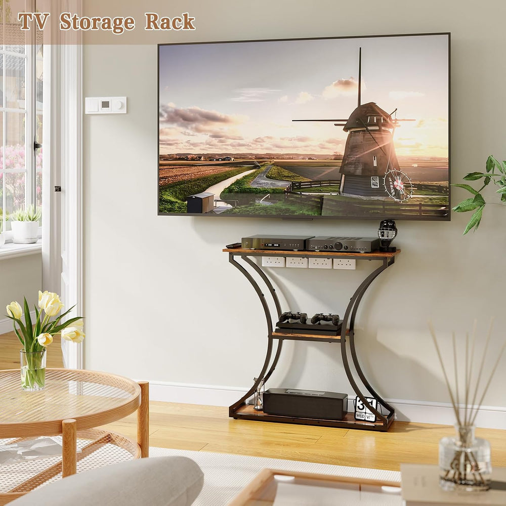 HavenlyYouth Narrow Console Table for Entryway, Industrial 3-Tier Sofa Table ...