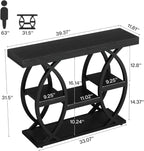 Tribesigns 39.4" Console Table, Industrial 4-Tier Sofa Table Entryway Table with Storage Shelves, Narrow Wood Accent Tables with Metal Frame for Small Spaces, Hallway, Foyer, Black