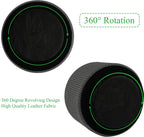 Round Leather Art Supply Organizer,Remote Control Holder,360 Degree Spinning,Multi-Functional Pencil Holder,4 Compartments Desktop Stationary Organizer(1-Wood Black)