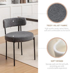 Boucle Dining Chairs Set of 6, Mid Century Modern Dining Room Chairs with Metal Legs, Upholstered Kitchen Chairs for Dining Room, Kitchen (Grey)