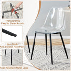 Ebullient Glass Dining Table Set for 4, 51" Clear Tempered Glass Table with Black Metal Legs and 4 Transparent Acrylic Chairs, Compact Modern Kitchen Table Set for Small Space Dining Room