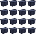 Sterilite 16-Pack Storage Bins with Lids, Heavy Duty Totes, Tuff1, 30 Gallon, Dark Indigo
