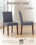 Upholstered Dining Chairs Set of 2 - Line Fabric Modern Farmhouse Kitchen Chairs,Mid-Back Dining Room Chairs with Wooden Legs