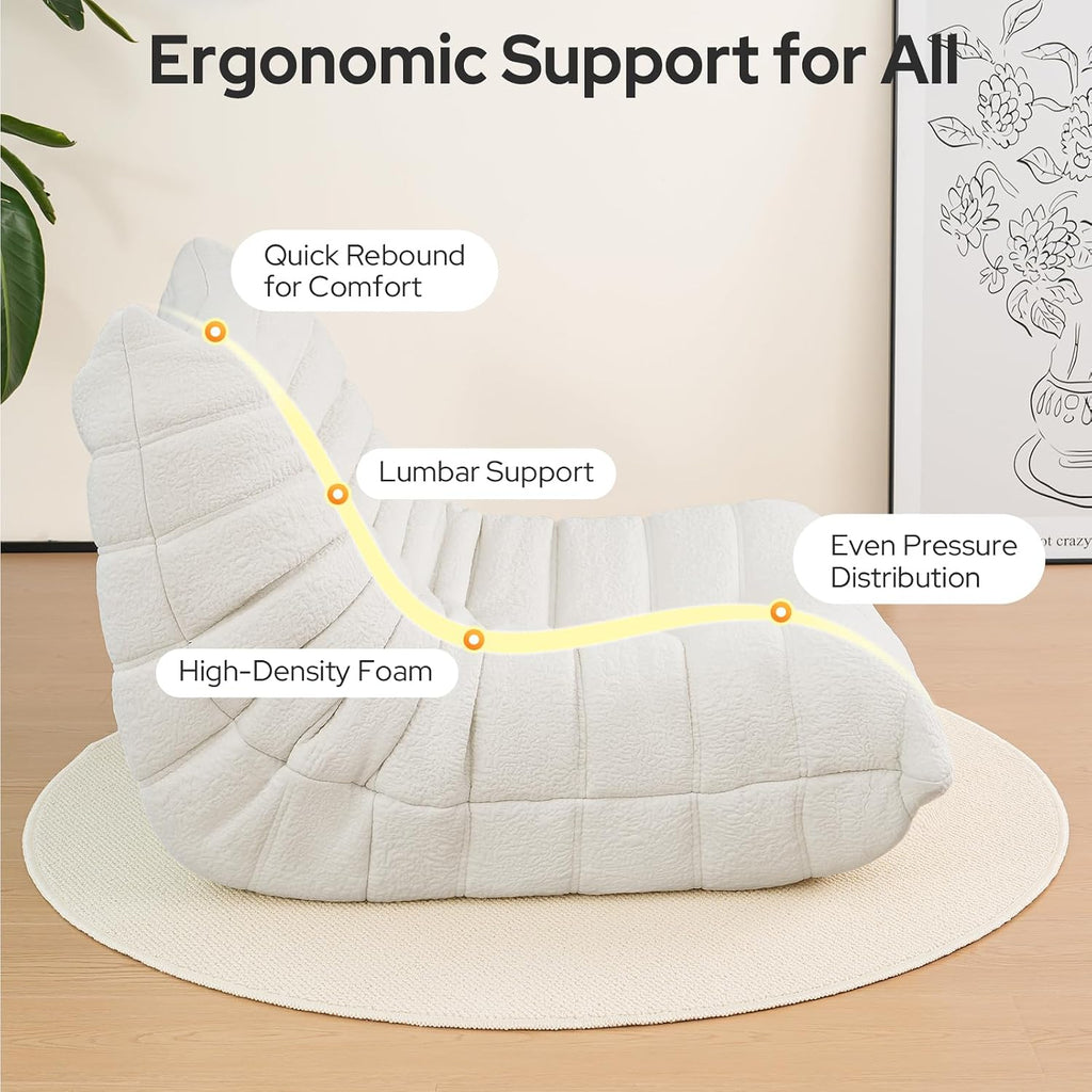 High-end Quality Compressed Bean Bag Chair, Togo Chair Beanbag Sofa, Fireside Chairs with High Resilience Foam Soft Comfy Jacquard Fabric Ergonomic Non-Slip Design for Living Room, Bedroom, Resort