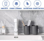 Matte Grey Toothbrush Holders for Bathrooms - Ceramic Toothbrush Toothpaste Holders Set, Grey Bathroom Tumbler Cups Reusable Toothbrush Cup, Counter Organizer