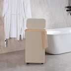 efluky Laundry Basket with Wheels, Tall Rolling Laundry Hamper with Lid and Removable Bag, Aesthetic Dirty Clothes Hamper on Wheels for Laundry Room, Bedroom, Dorm and Bathroom, 75L Oatmeal