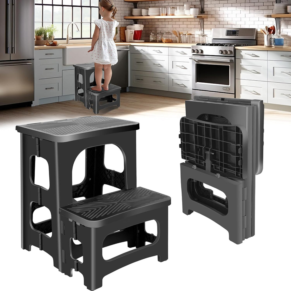 2 Stool Portable Footstool Multifunctional Collapsible, Anti-Slip | 300LB Cap...