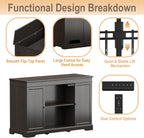 GDLF Hidden Motorized TV Lift Cabinet for 55-65 Inch TVs, Walnut | Remote control operation raises or lowers the screen, while interior compartments organize media devices and accessories