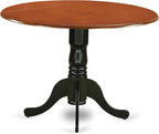 East West Furniture DLNI5-BCH-W 5 Piece Modern Dining Table Set Includes a Round Wooden Table with Dropleaf and 4 Dining Chairs, 42x42 Inch, Black & Cherry