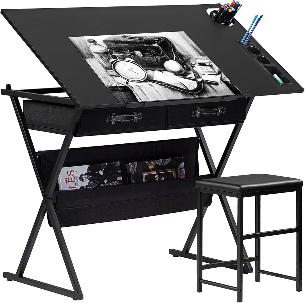 VECELO Drafting Table Art Desk Art Table Adjustable Drawing Table Tilted Tabl...