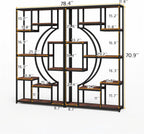 70.8" Tall Bookshelf Set of 2, 79" Wide Geometric Display Shelf with 18 Open Storage Shelves, Etagere Bookcase with Metal Frame – Anti-Tip & Adjustable Feet, Rustic Brown